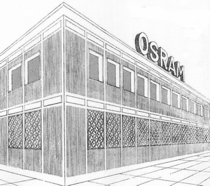 Original visualisering af Osramhuset af Karl Weidemann Petersen, M.A.A.